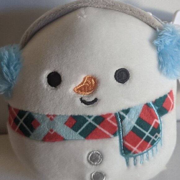 NWT 4" Manny Snowman Earmuffs Scarf Squishmallows Winter Holiday Mini Plush Toy - Picture 2 of 6